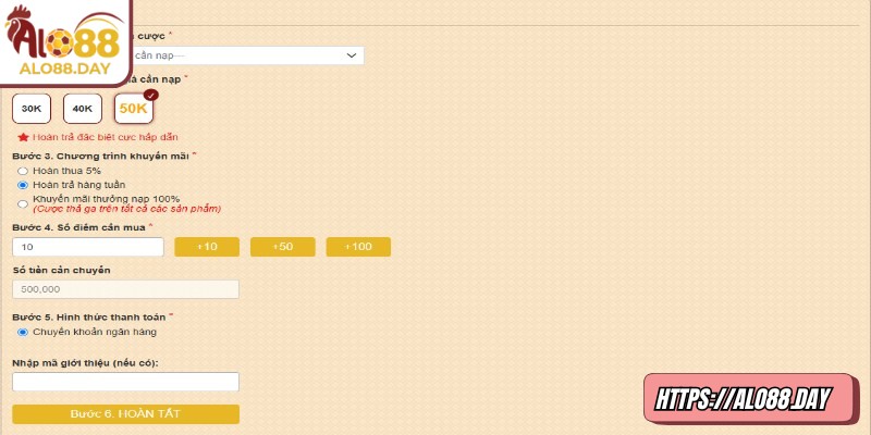 Đa dạng hình thức nạp rút tiền ALO88